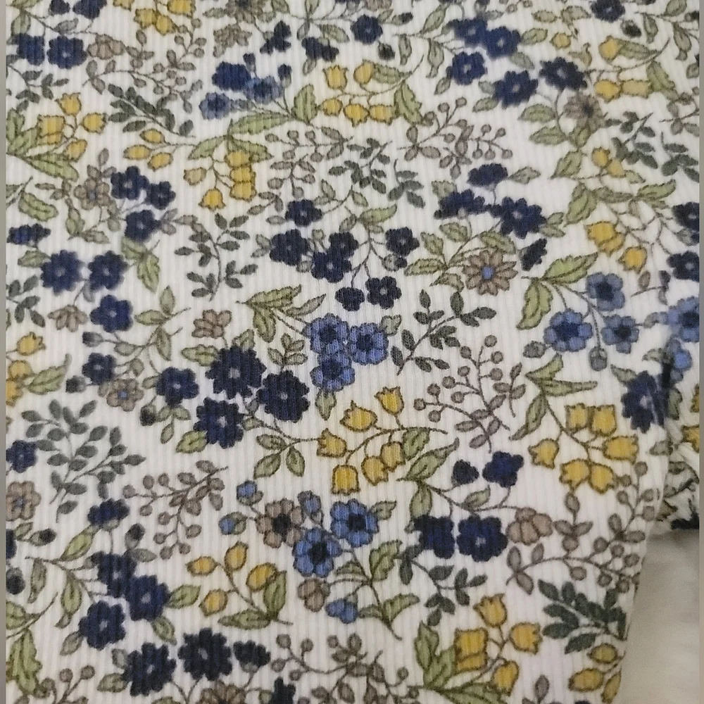 Uniqlo Baby Girl Blue/Yellow Ribbed Floral Leggings Size 12-18 Months NWT - Picture 2 of 5